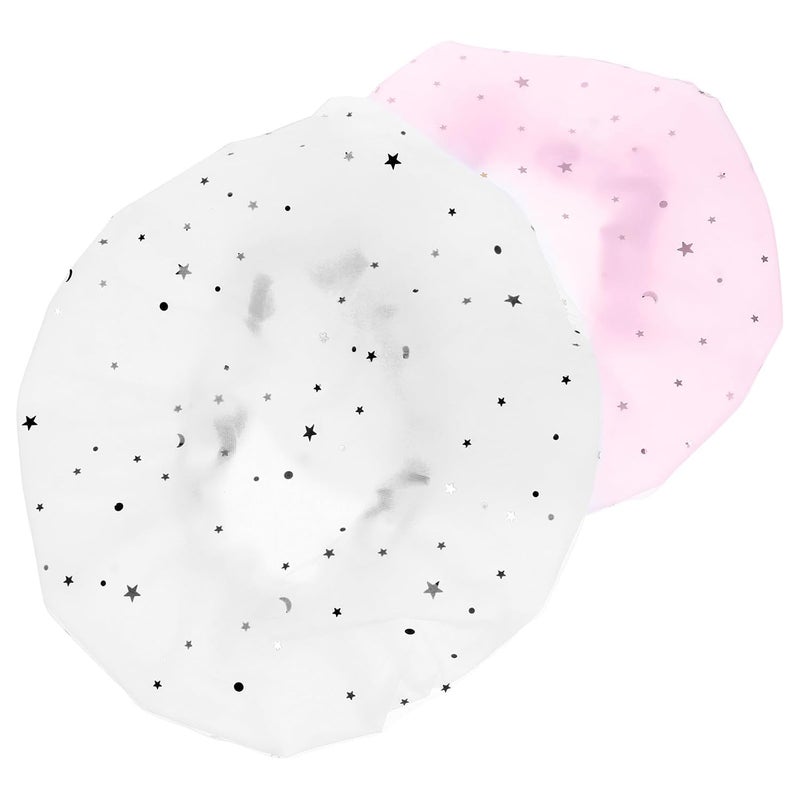 Double Layer Star Pattern Waterproof Shower Cap Thick Reusable Spa Hair Protection For Women - Image 1